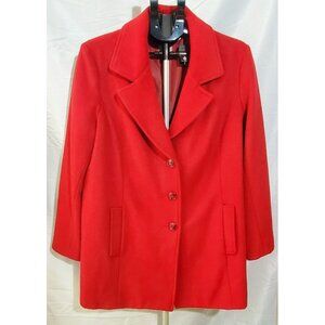 J Jill Coat Women's Dark Red Wool Blend Lined Pockets Coat Office Work Petite L